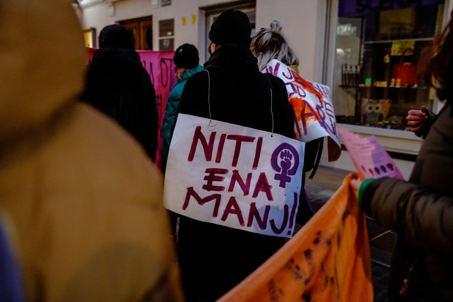 Po umoru v Sevnici se je februarja lani odvil protest proti nasilju nad ženskami. FOTO: Črt Piksi/Delo