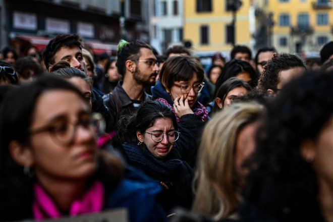 Protesti so v Italiji potekali že minule dni. Fotografija je s sredinega protesta. FOTO: Piero Cruciatti/AFP