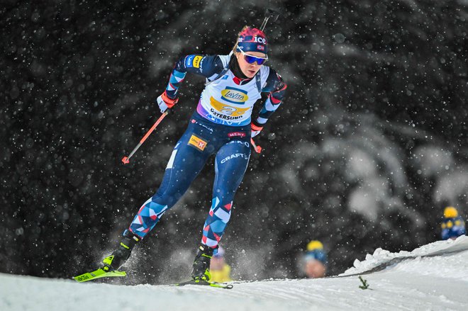 Norvežanke (na fotografiji Karoline Offigstad Knotten) so se na koncu veselile zmage na štafetni preizkušnji. FOTO: Pontus Lundahl/AFP