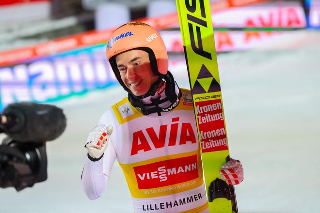 Avstrijcu Stefanu Kraftu se je najbolj smejalo tudi po današnjih kvalifikacijah v Lillehammerju. FOTO: Geir Olsen/AFP