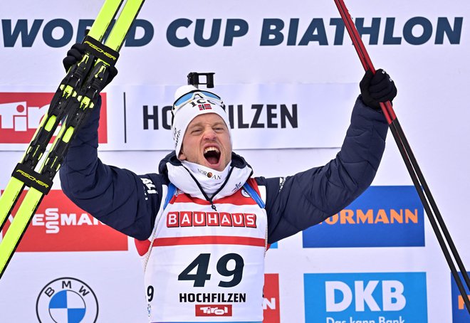 Veteran Tarjei Bø je bil zmagovalec šprinta. FOTO: Joe Klamar/AFP