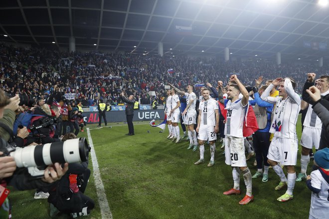 Slovenska nogometna reprezentanca se je po 14 letih znova uvrstila na veliko tekmovanje. FOTO: Leon Vidic/Delo