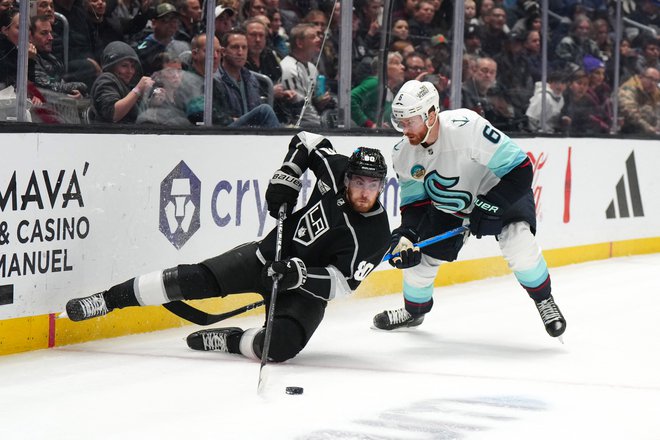 Hokejisti Seattla so z borbeno obrambo ustavili Los Angeles. FOTO: Kirby Lee/Reuters