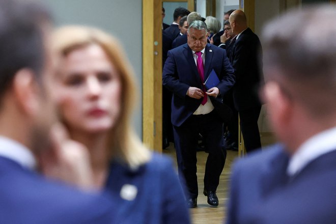 Madžarski premier Viktor Orbán med nedavnih vrhom voditeljev EU v Bruslju. FOTO: Yves Herman/Reuters