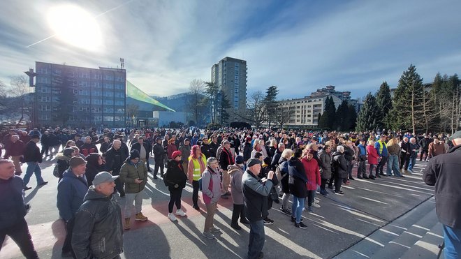 Protest v Velenju. FOTO: Blaž Samec/Delo