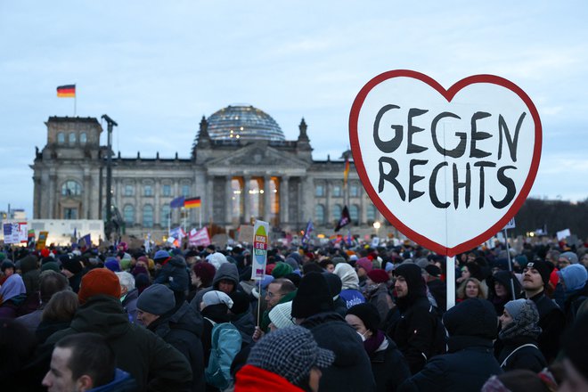 Protesti proti skrajni desnici v Nemčiji FOTO: Christian Mang/AFP