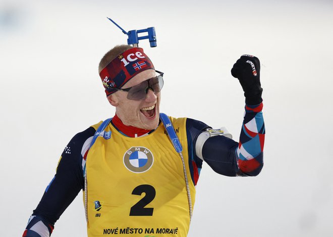 Norvežan Johannes Thingnes Boe je bil v nedeljo najbolj zbran biatlonec na Češkem. FOTO: David W Cerny/Reuters