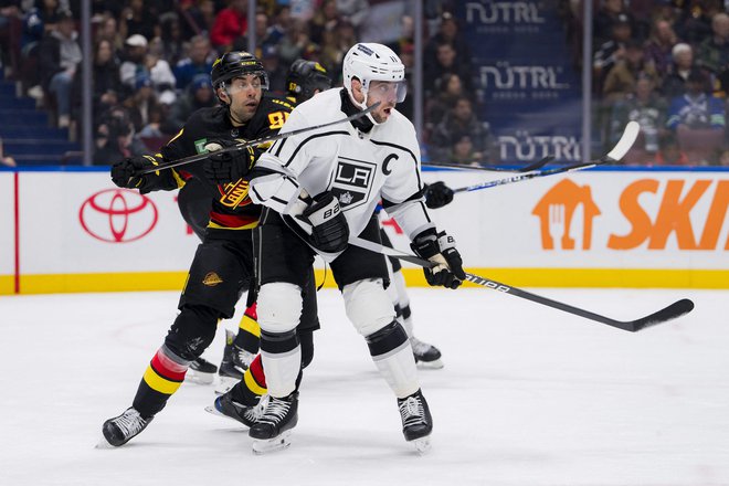 Kapetan Los Angeles Kings Anže Kopitar je v Kanadi dosegel gol in podajo. FOTO: Bob Frid/Usa Today Sports Via Reuters Con