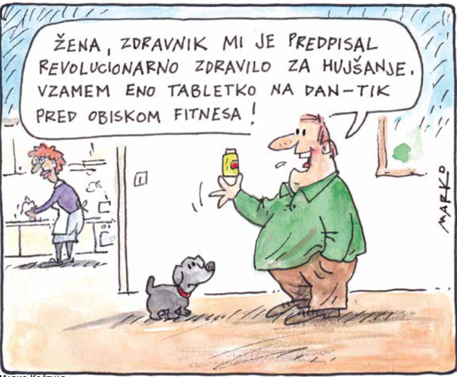 Zdravo hujšanje. KARIKATURA: Marko Kočevar