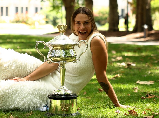 Arina Sabalenka je teniško sezono začela z zmago na odprtem prvenstvu Avstralije v Melbournu. FOTO: Eloisa Lopez/Reuters