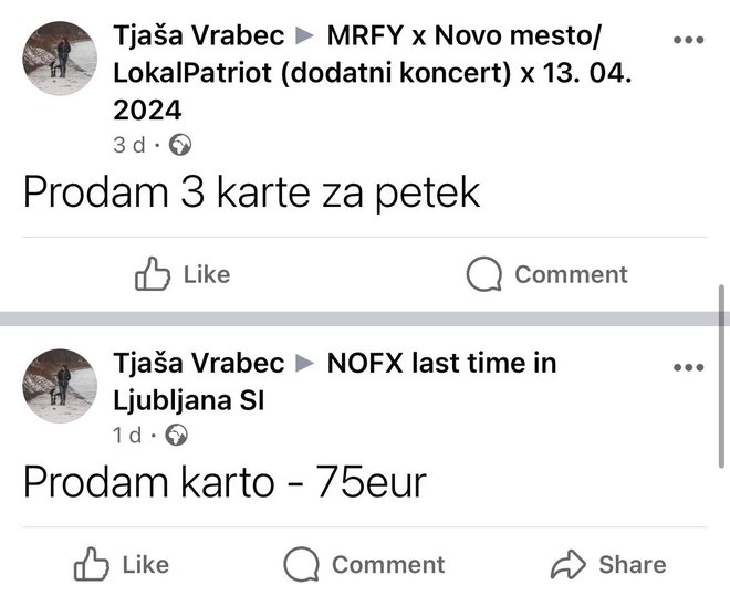 Tjaša ponuja vstopnice. FOTO: Facebook