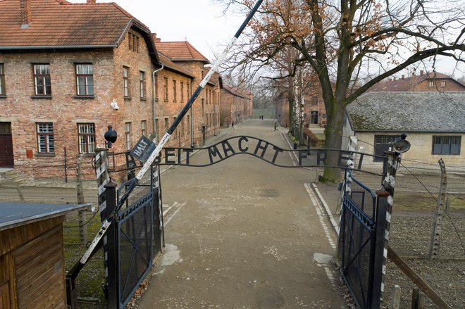 Množične aretacije Judov iz Lendave in Murske Sobote so se zgodile 26. aprila 1944, ko so v obeh mestih Jude zbrali v tamkajšnjih sinagogah. Od tam so jih večino odpeljali do največjega taborišča smrti Auschwitz – Birkenaua (na fotografiji vhod v Auschwitz). FOTO: Axel Schmidt/Reuters