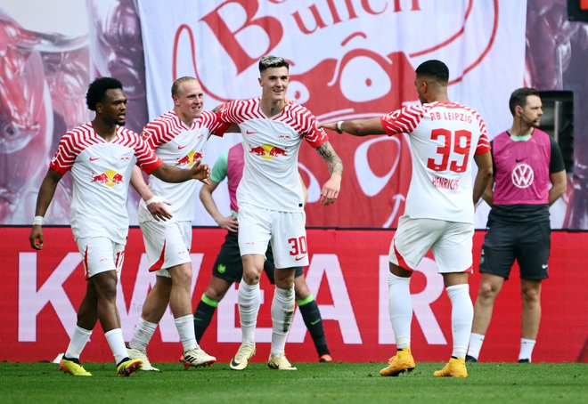 Benjamin Šeško je izpolnil cilj in v bundesligi dosegel desetico. Foto Annegret Hilse/Reuters