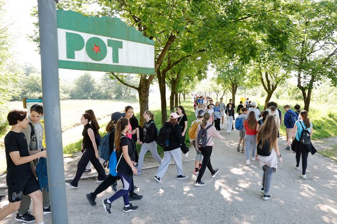 Dijaki sestavljajo tudi številne trojke na današnjem teku. FOTO: Leon Vidic