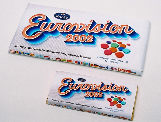 Evrovizijski spektakel se je z leti močno spremenil: leta 2002 ga je gostila Estonija, ki je obiskovalcem kot spominek ob dogodku ponujala tudi čokolade. FOTO: Kalev Ltd/Epa