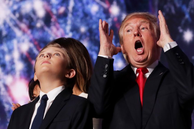 Trump je pred kratkim pohvalil sina: »Zelo je visok, a je tudi lep.« Foto AFP