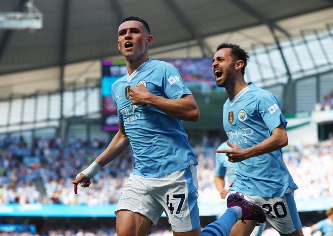Phil Foden je dosegel dva gola za Manchester City. FOTO: Molly Darlington/Reuters