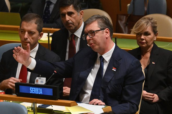 Srbski predsednik Aleksandar Vučić je ostro zavrnil resolucijo. Foto Angela Weiss/Afp