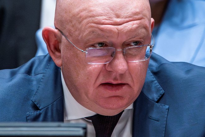Ruski veleposlanik pri OZN Vasilij Nebenzija. FOTO: Eduardo Munoz/Reuters