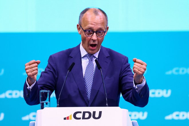 Predsednik CDU Friedrich Merz si lahko po lokalnih volitvah v Turingiji nekoliko oddahne. Kot vse kaže bo njegova stranka premagala AfD, četudi le za las. FOTO: Lisi Niesner/REUTERS