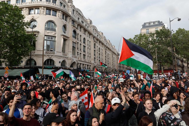 V Parizu je potekal protest France Palestine Solidarité. FOTO: Geoffroy Van Der Hasselt/AFP