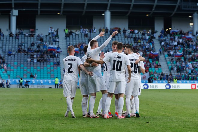 Slovenska reprezentanca se je veselila zaslužene zmage. FOTO: Leon Vidic/Delo