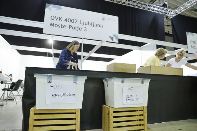 Začetek predčasnega glasovanja za volitve v EU-parlament in referendumska vprašanja v torek v Ljubljani. FOTO: Jože Suhadolnik/Delo
