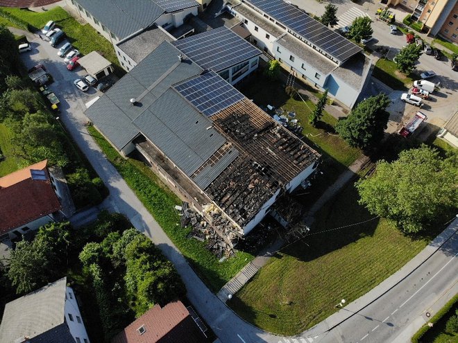 Slika pogorišča iz zraka FOTO: Arhiv občine Tržič