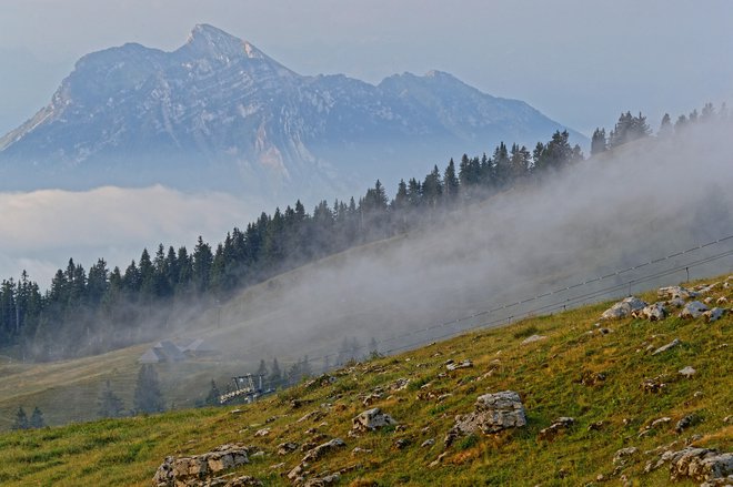 Cilj teka navkreber je bil na planini Semnoz (na fotografiji). V ozadju je mogoče videti goro Grand Colombier. FOTO: Shutterstock