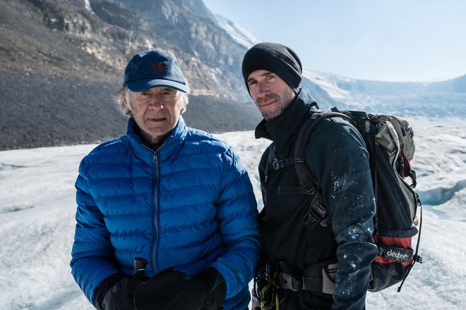 Ranulph in Joseph Fiennes na ledeniku Athabasca. Foto National Geographic