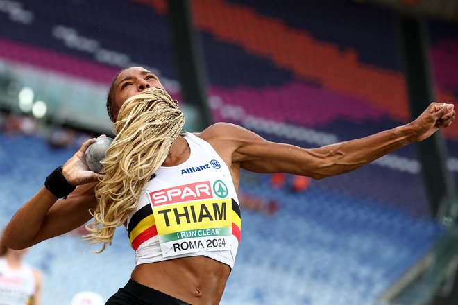 Belgijka Nafissatou je s 6848 točami dobila dvodnevno tekmovanje sedmerobojk na evropskem atletskem prvenstvu na olimpijskem stadionu v Rimu. Foto: Anne-christine Poujoulat/Afp