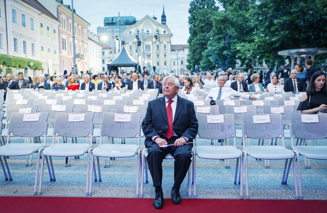 Milan Kučan na državni proslavi. FOTO: Jože Suhadolnik/Delo