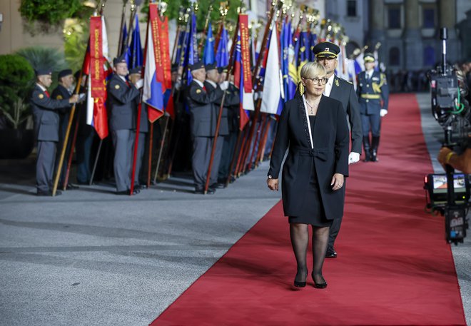 Nataša Pirc Musar na včerajšnji državni proslavi. FOTO: Jože Suhadolnik