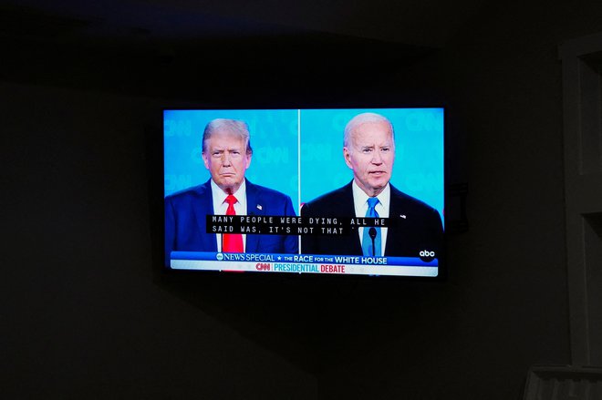 Trump je obveljal za zmagovalca četrtkovega soočenja v studiu televizijske družbe CNN v Atlanti. FOTO: Allison Joyce/Reuters