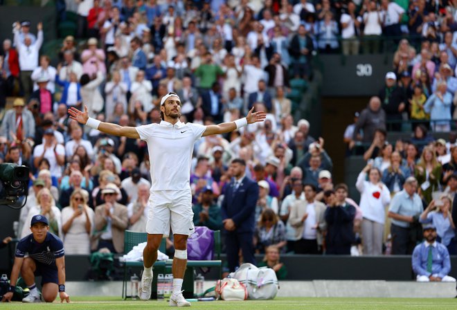 Italijan Lorenzo Musetti, zdaj tudi polfinalist Wimbledona, je napovedal prihod na teniški turnir v Umag. FOTO: Hannah Mckay/Reuters