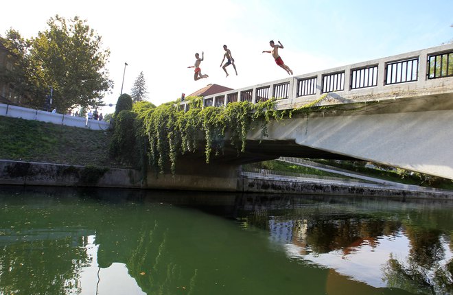 Ko je vročina, je tudi Ljubljanica dobra (2012). FOTO Leon Vidic