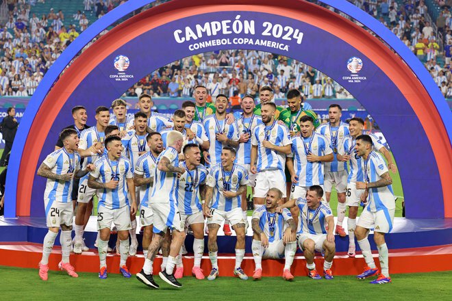 Argentina je Kolumbijce premagala z 1:0, edini gol na tekmi je zadel Lautaro Martinez. FOTO: Charly Triballeau/AFP