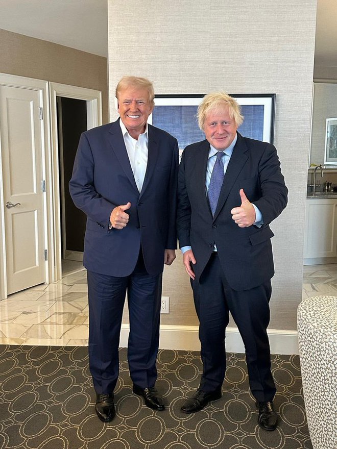 Nekdanji britanski premier podpira slovenskega zeta Donalda Trumpa pri vniovični kandidaturi. FOTO: X/Boris Johnson
