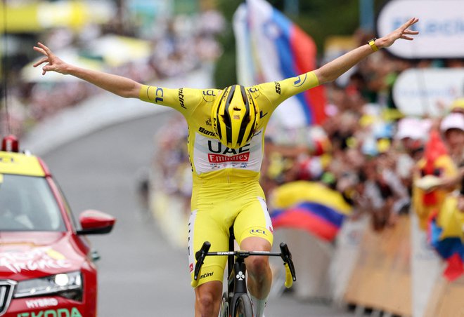 Tadej Pogačar je na Isoli 2000 slavil svojo četrto zmago na letošnjem Touru, ki bržkone ni zadnja. FOTO: Manon Cruz/Reuters