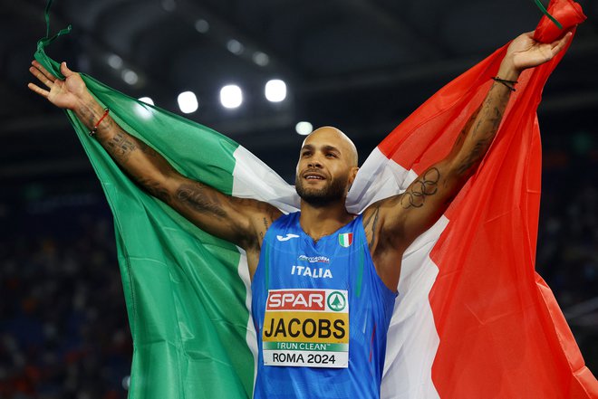 Marcell Jacobs, dvakratni olimpijski zmagovalec v Tokiu, je med bolj prepoznavnimi obrazi italijanskega športa. FOTO: Manon Cruz/Reuters