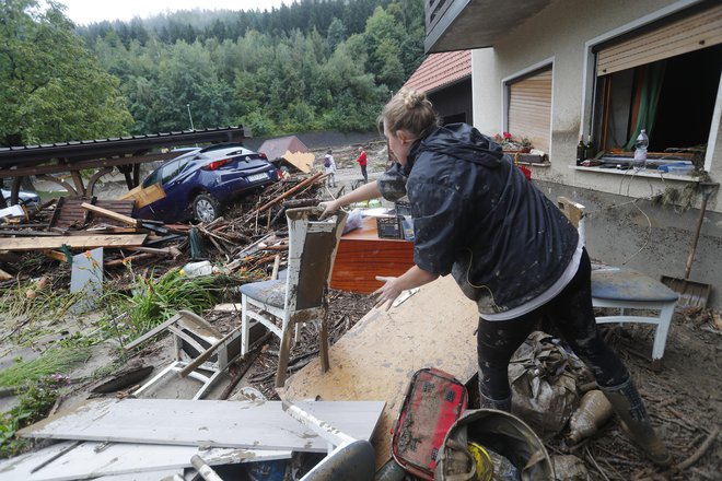 Posledice poplav.Ljubno ob Savinji, 6. avgust 2023 Foto Leon Vidic/delo