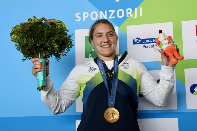 Sprejem Andreje Leški na Brniku. FOTO: Voranc Vogel/Delo