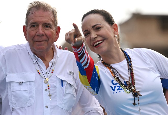 Edmundo Gonzalez Urrutia in Maria Corina Machado. FOTO: Raul Arboleda/AFP