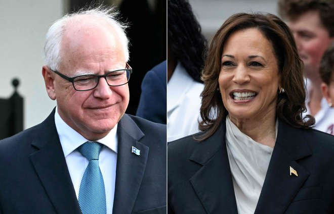 V tekmi za Belo hišo bo Kamala Harris združila moči s Timom Walzom. FOTO: Jim Watson/AFP