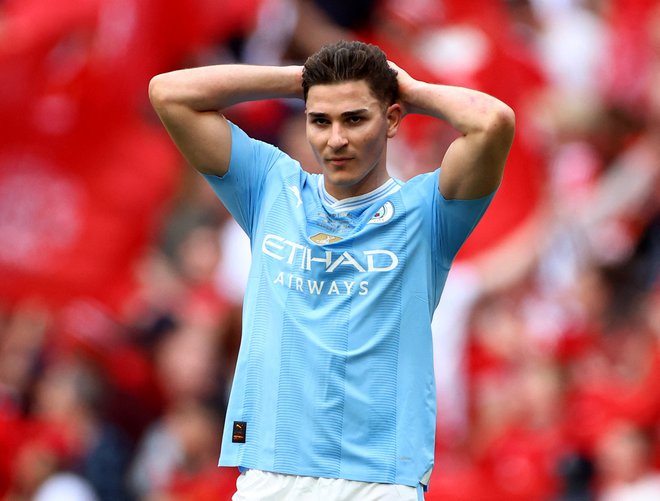 Julian Alvarez je Manchester City želel zapustiti, ker je pri Pepu Gaurdioli pričakoval večjo vlogo v pomembnejših tekmah. FOTO: Hannah Mckay/Reuters