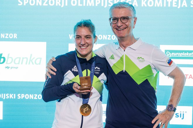 Franjo Bobinac z olimpijsko prvakinjo Andrejo Leški. Foto Nebojša Tejić/STA