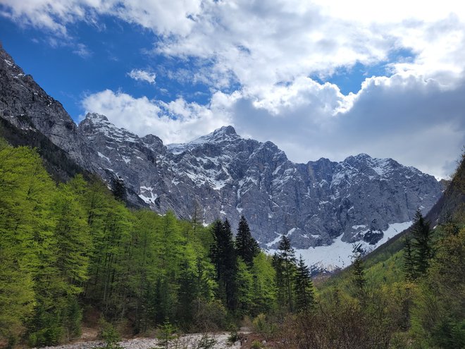 Pohodnik je hodil iz Vrat čez Plemenice proti Triglavu. FOTO: Tina Horvat