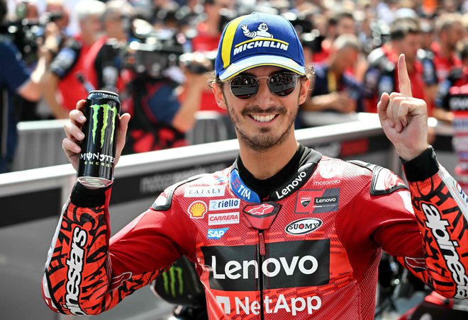 Francesco Bagnaia je bil upravičeno zadovoljen po koncu tedna v Avstriji. FOTO: Jure Makovec/AFP