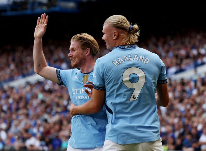 Kevin de Bruyne in Erling Haaland sta najbolje plačana igralca v Angliji. FOTO: David Klein/Reuters