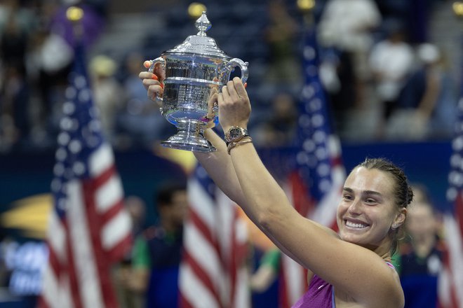 Arina Sabalenka se je veselila zmage v ZDA. FOTO: Mike Frey/Reuters